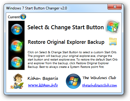 Icon Windows 7 Start Button Changer